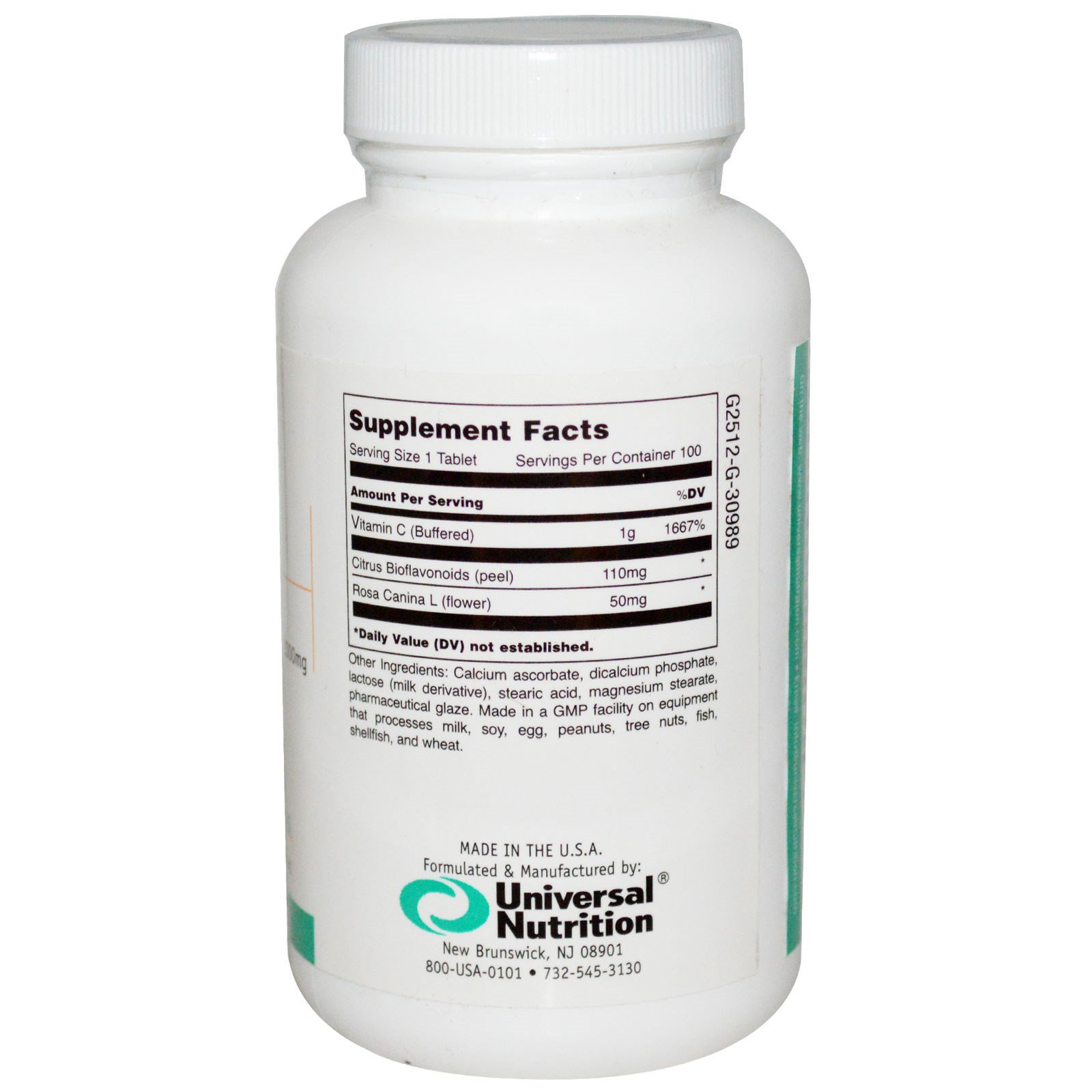 Universal Nutrition, Vitamina C Tamponada, 1000 mg, 100 Comprimidos - Imagem 2