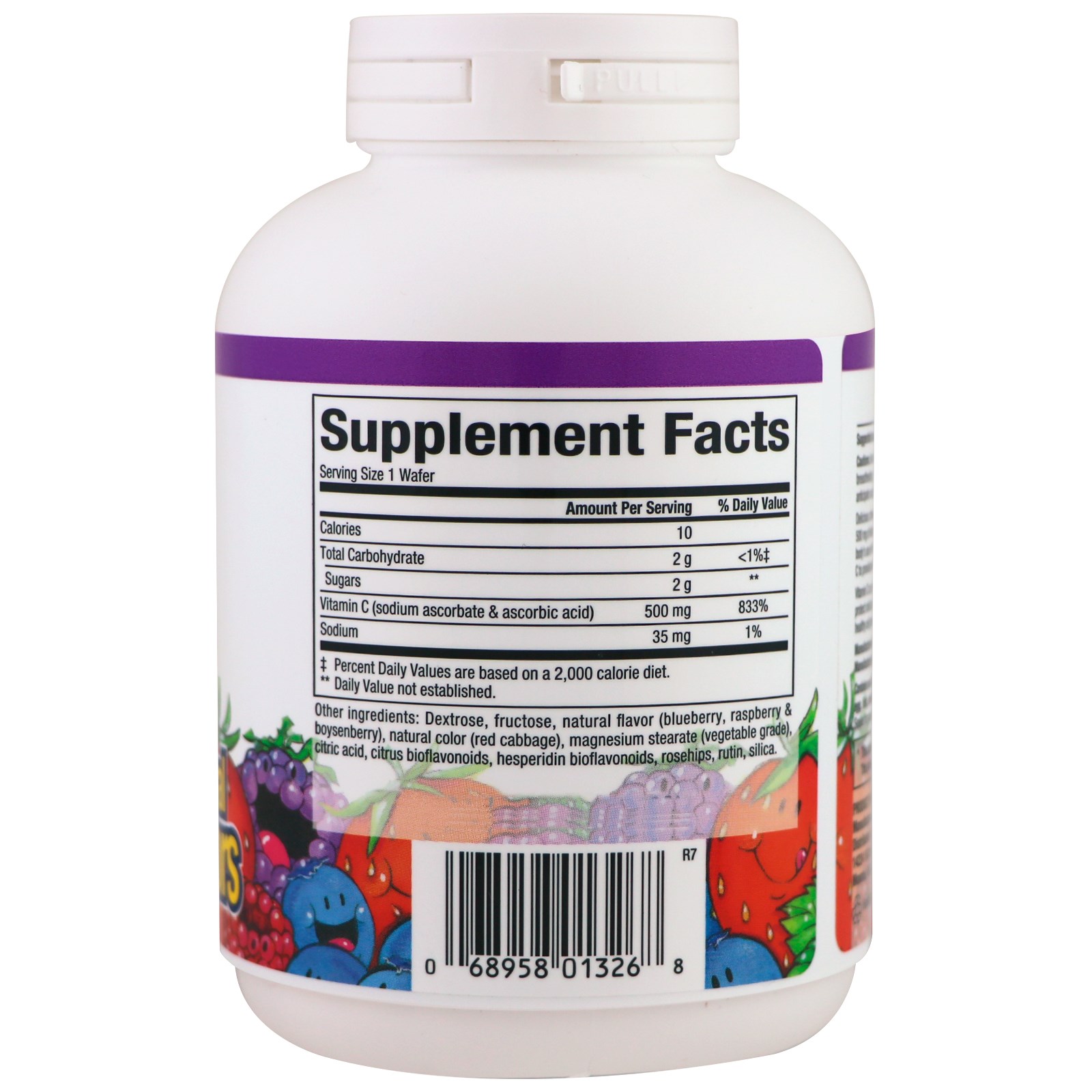 Natural Factors, C 500 mg, amora, framboesa e boysenberry, 90 pastilhas mastigáveis - Imagem 2