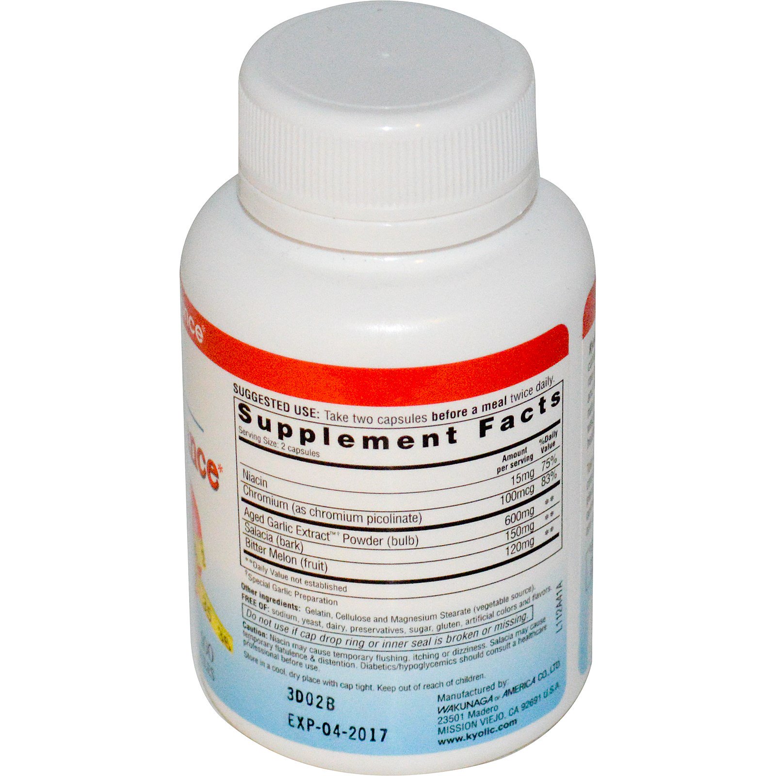 Wakunaga - Kyolic, Extrato curtido de alho, equilíbrio do açúcar no sangue, 100 cápsulas - Imagem 2