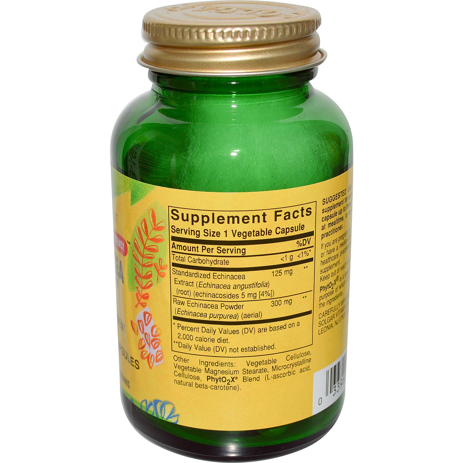 Solgar, Extrato Herbal de Echinacea, 60 Cápsulas Vegetais - Imagem 2