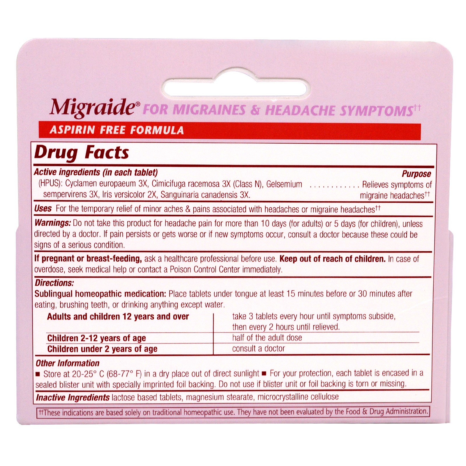 Boericke & Tafel, Migraide , 40 Comprimidos - Imagem 2