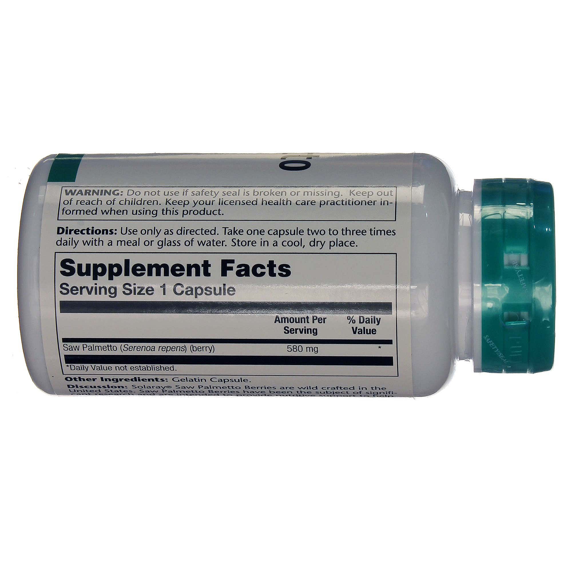 Solaray Saw Palmetto bagas 100 Cápsulas - Imagem 2