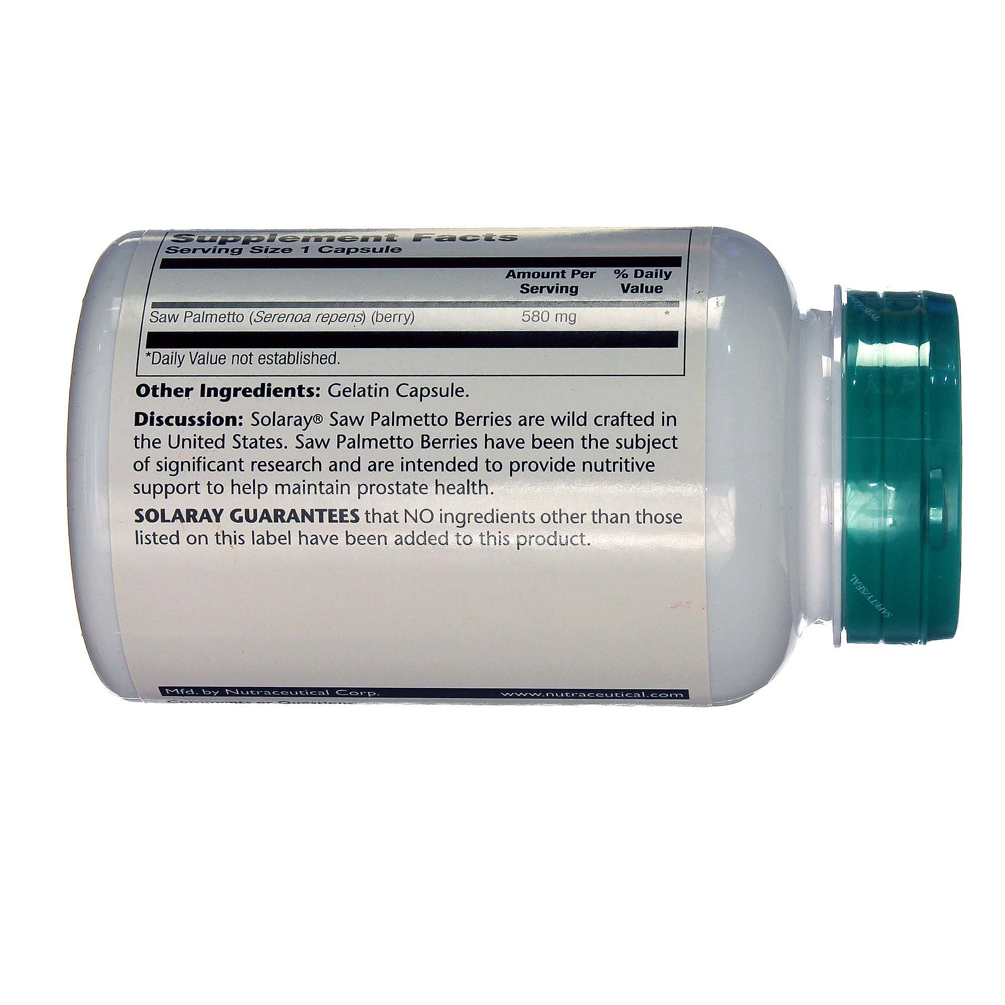 Solaray Saw Palmetto bagas 180 Cápsulas - Imagem 3