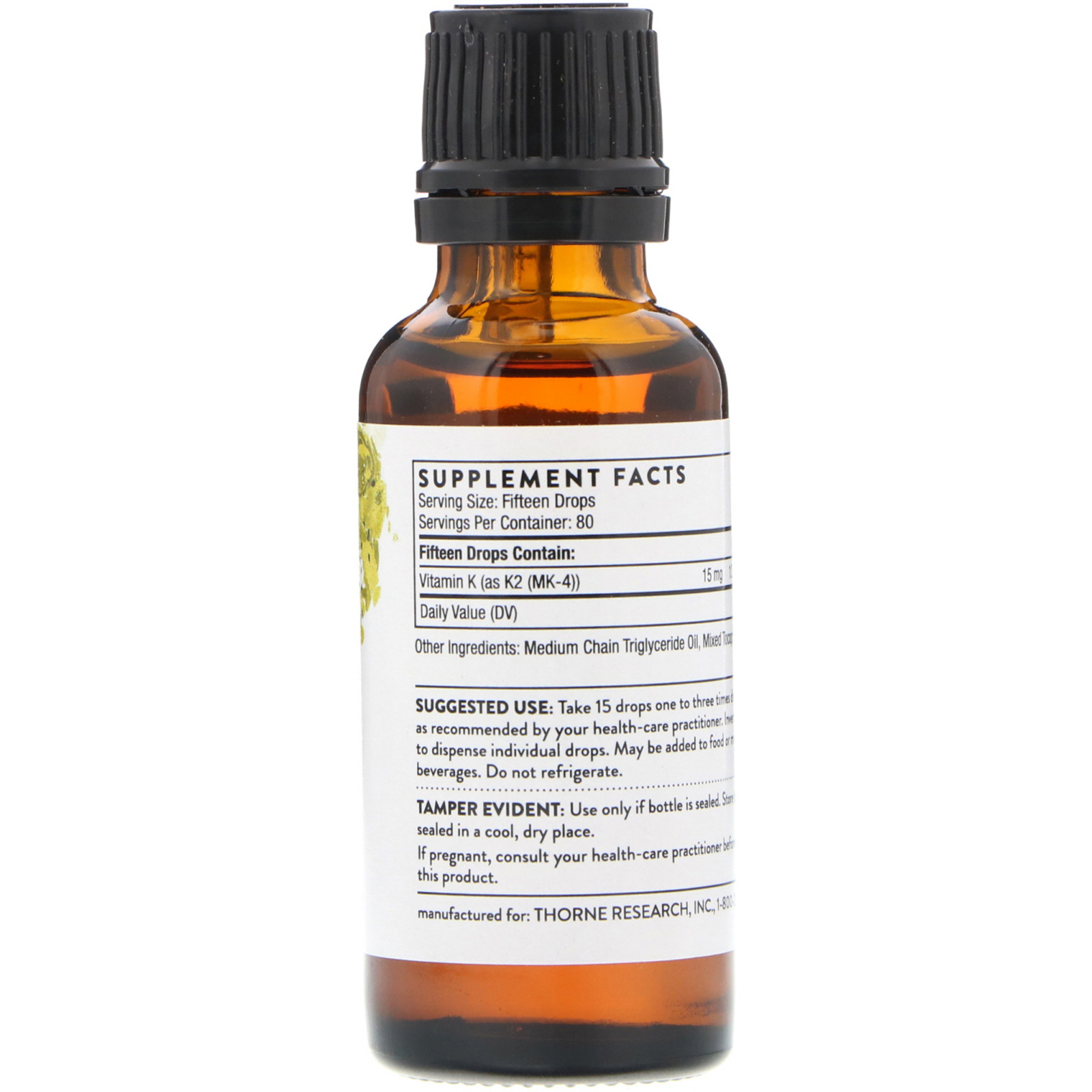 Thorne Research, Vitamina K2, 30 ml - Imagem 2