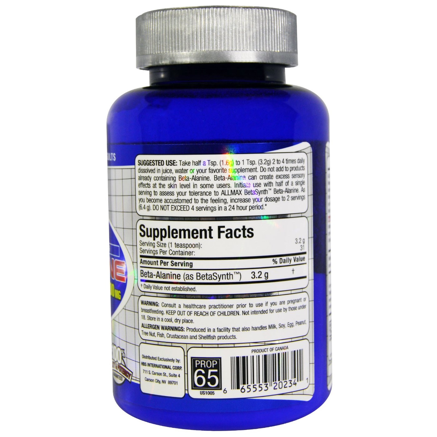 AllMax Nutrition Beta-Alanine - 3.5 oz - Imagem 2