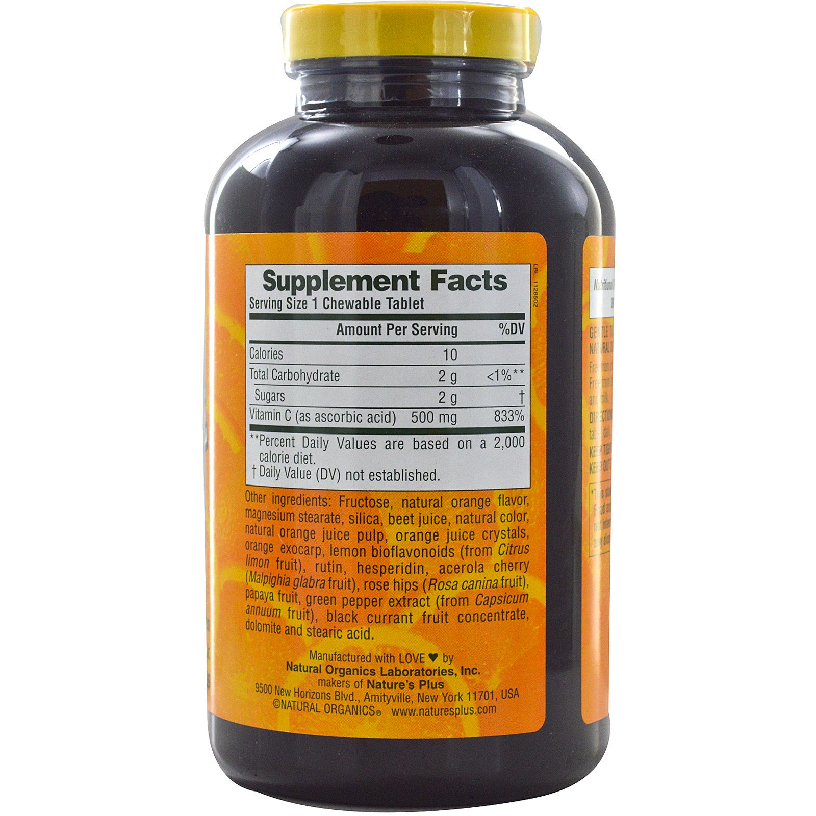 Nature's Plus, Suco de Laranja, Suplemento de Vitamina C, 500 mg, 180 Comprimidos - Imagem 2