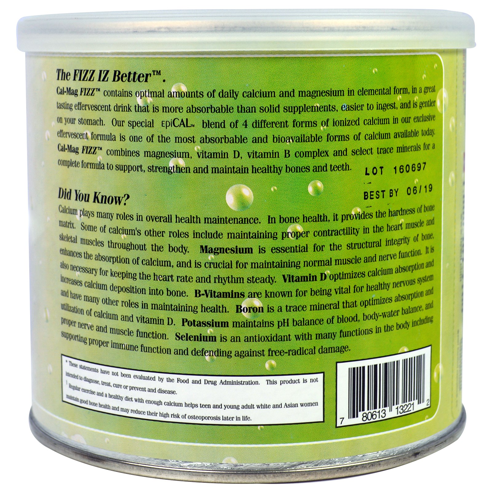 Baywood, Cal-Mag Fizz, Sabor Lima-limão, 17,4 oz (492 g) - Imagem 3