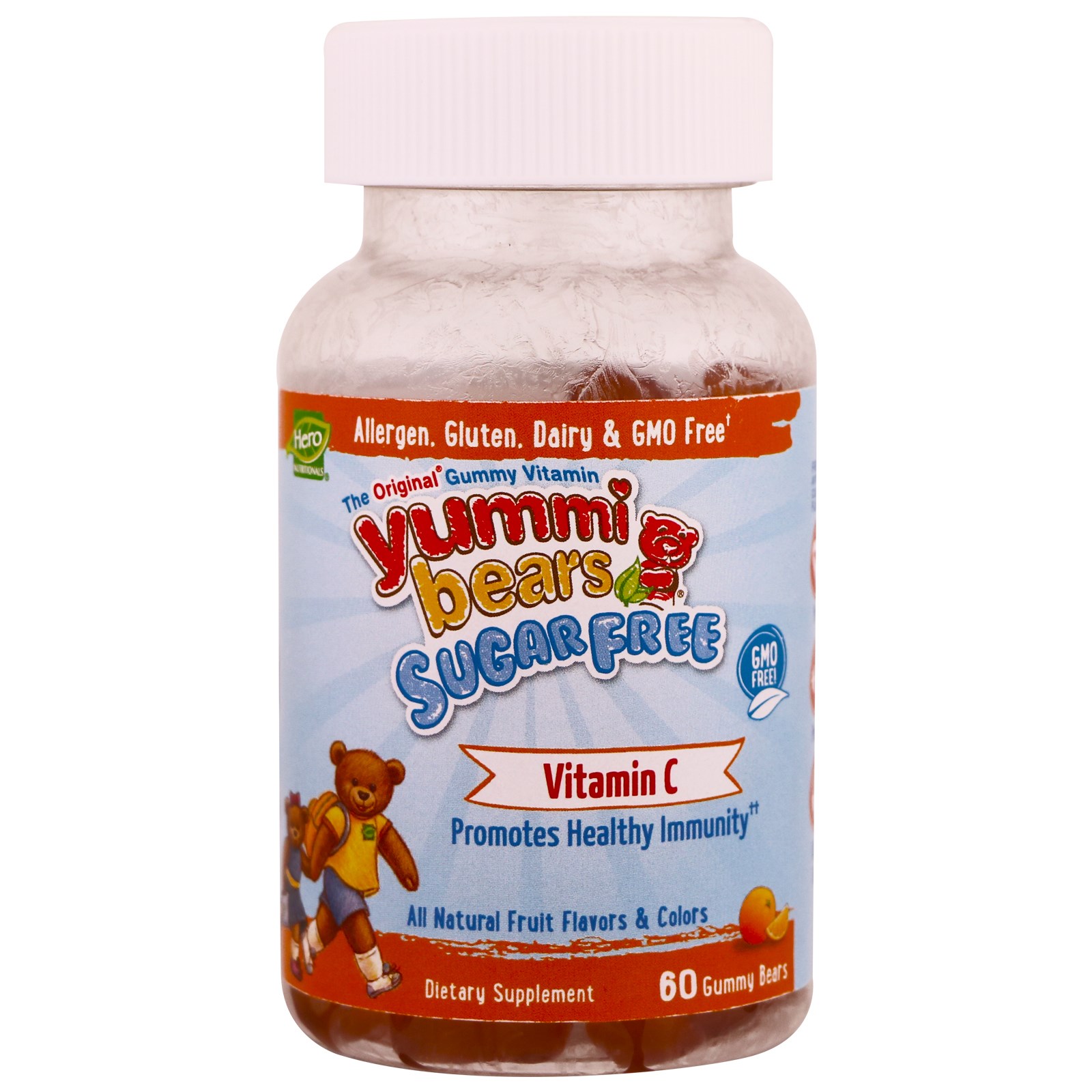 Hero Nutritional Products, Yummi Bears, Vitamin C, Sugar Free, All Natural Fruit Flavors, 60 Gummy Bears - Imagem 3