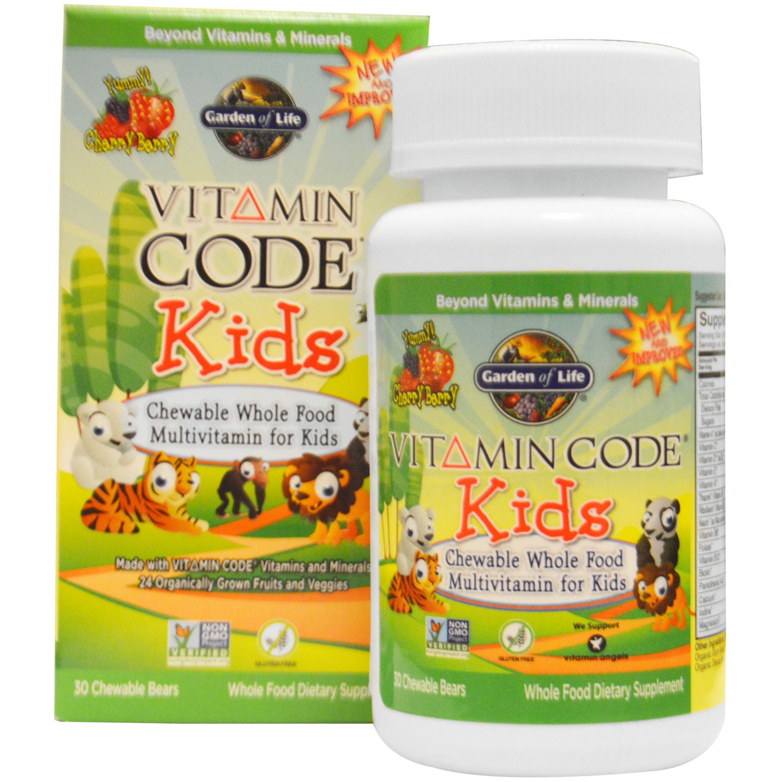 Garden of Life, Vitamin Code, Infantil, Multivitamínico Integral Mastigável para Crianças, Cereja e Frutas, 30 Barras Mastigáveis
