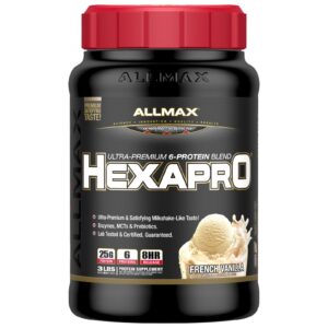 ALLMAX Nutrition, Hexapro, Ultra-Premium Protein + MCT & Coconut Oil, French Vanilla, 3 lbs (1.36 kg)