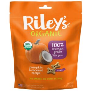 Riley’s Organics, Petiscos para Cães, Ossinhos, Receita de Abóbora e Coco, 5 oz (142 g)