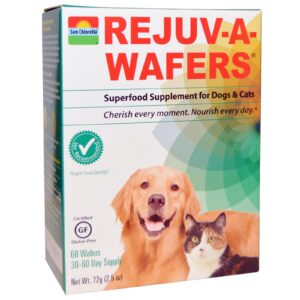 Sun Chlorella, Rejuv-A-Wafers, suplemento Superfood para cães e gatos, 60 Wafers