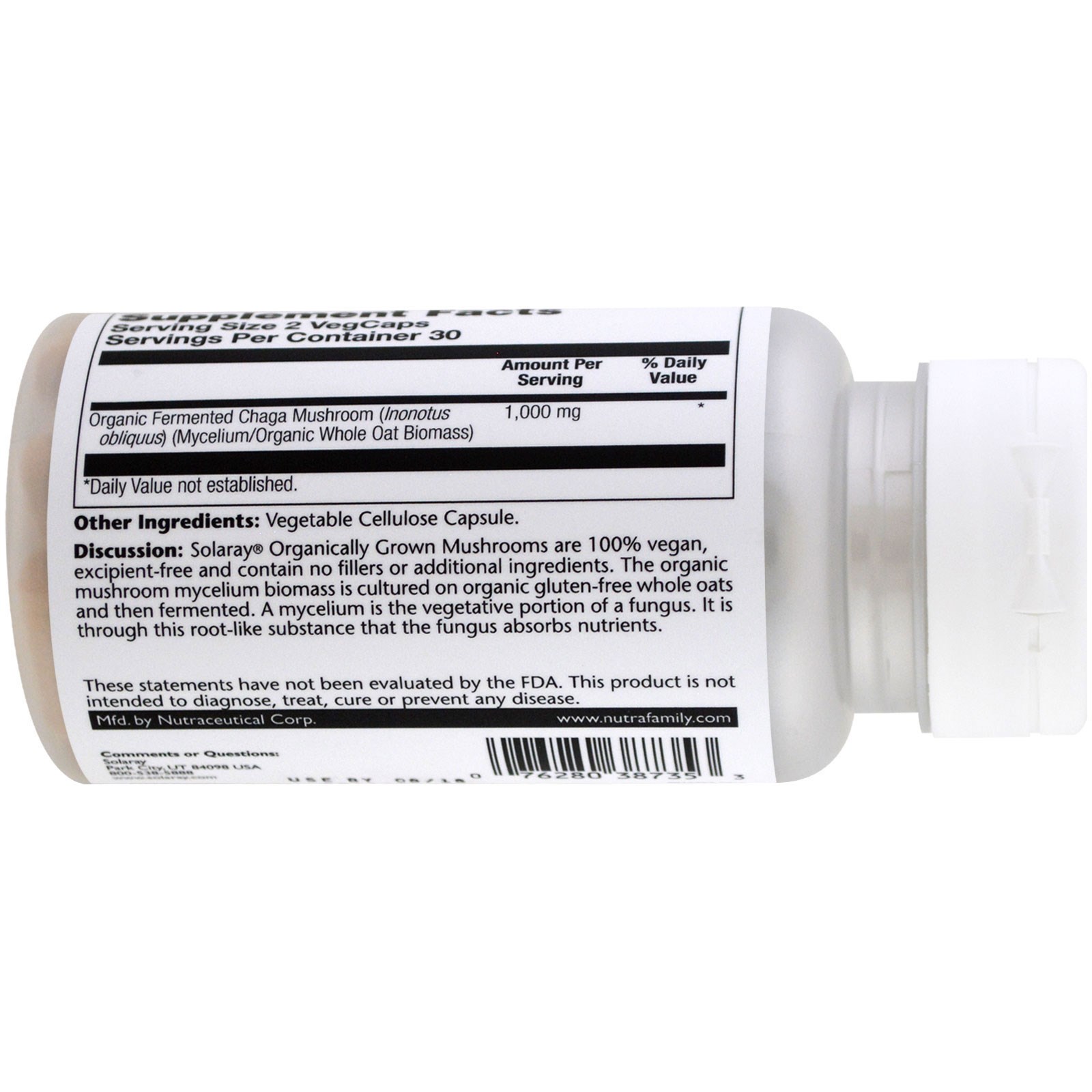 Solaray, Chaga orgânico fermentado, 60 cápsulas vegetais - Imagem 3