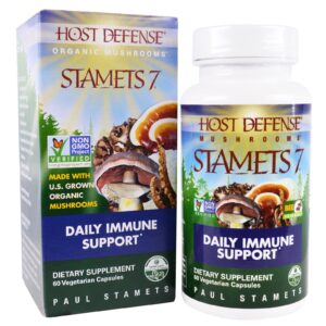 Fungi Perfecti, Host Defense, Stamets 7, reforço imune diário, 60 cápsulas vegetais