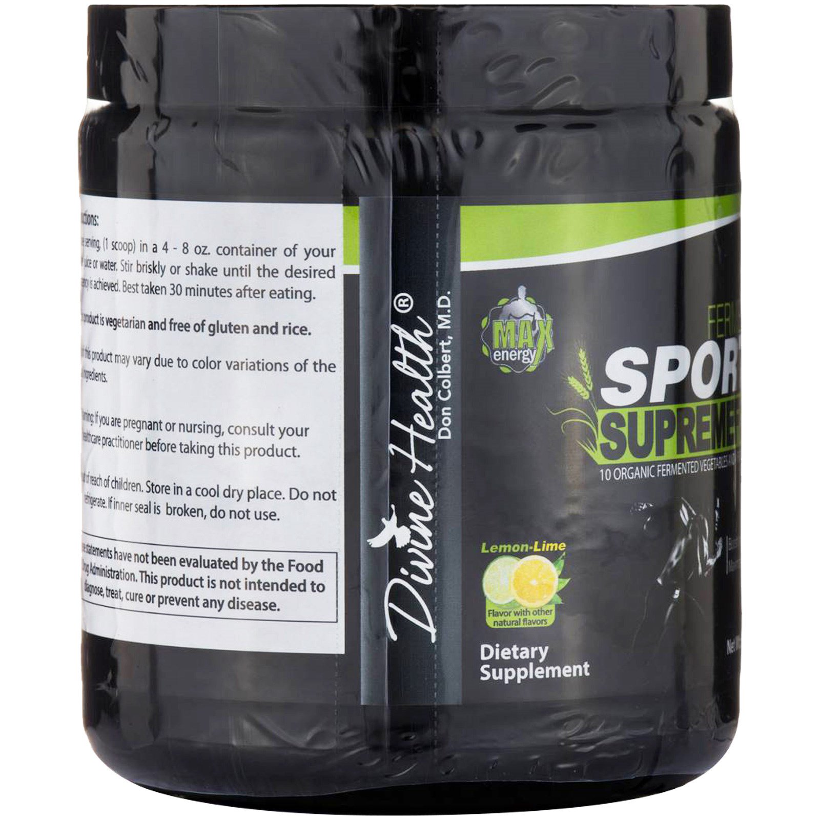Divine Health, Alimento Supremo esportivo fermentado, Lima-Limão, 7,40 oz (210 g) - Imagem 3