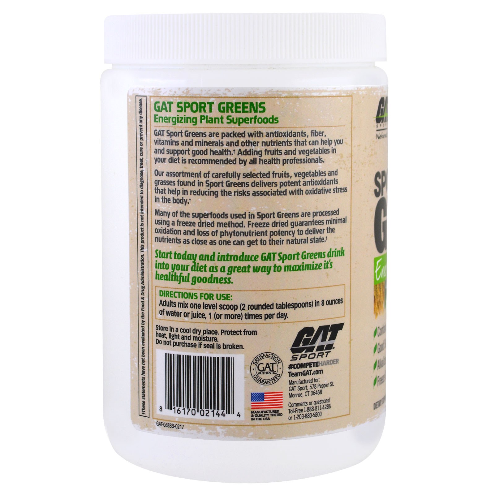 GAT, Naturals, Sport Greens, Energizing Plant Superfoods, Mixed Berry, 10.58 oz (300 g) - Imagem 3