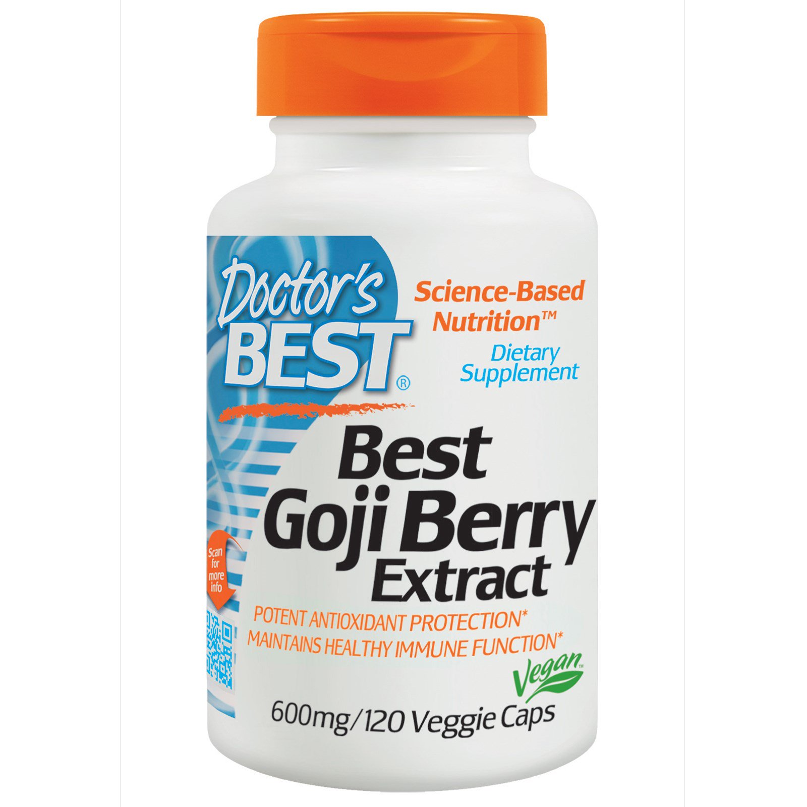 Doctor's Best, Melhor Extrato de Goji Berry, 600 mg, 120 Comprimidos Vegetarianos