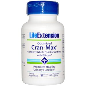 Life Extension, Cran-Max Otimizado, Concentrado de Frutas Integrais de Cranberry com Elirose, 60 Cápsulas Vegetais