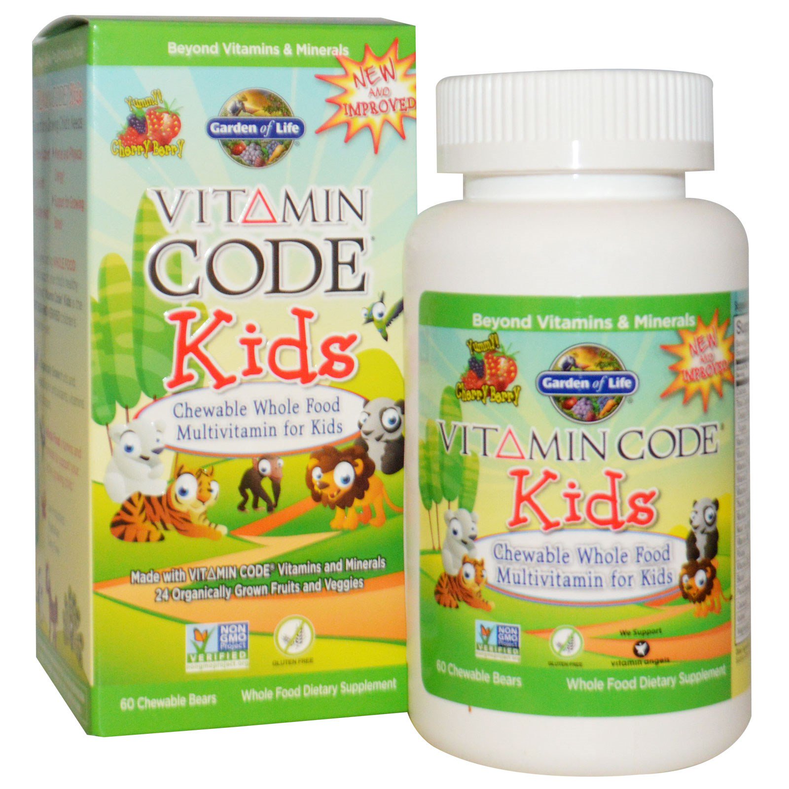 Garden of Life, Vitamin Code, Infantil, Multivitamínico Integral Mastigável para Crianças, Sabor Cereja, 60 Ursinhos Mastigáveis