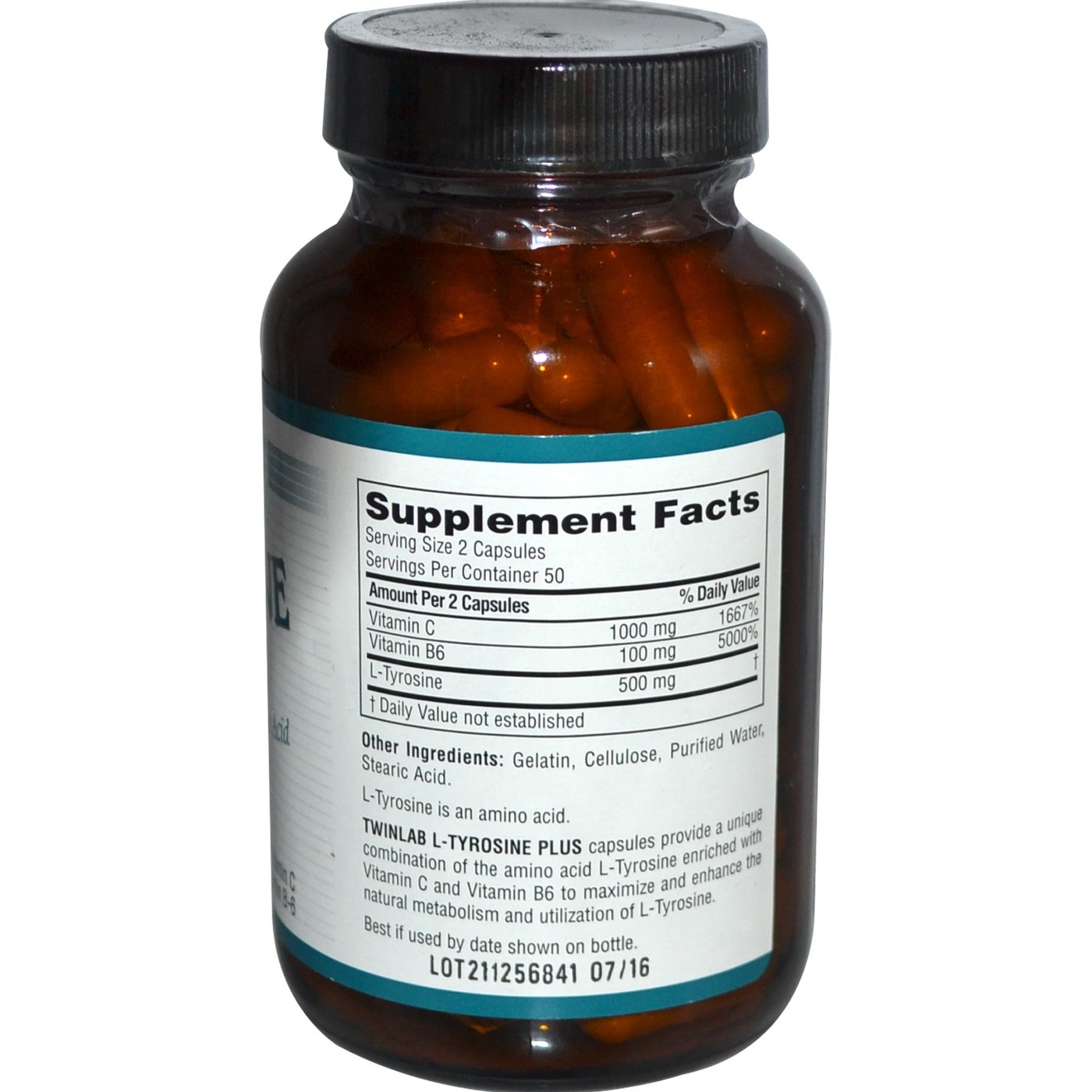 L-Tirosina mais Twinlab 100 Cápsulas - Imagem 2