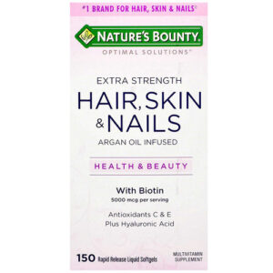 Nature's Bounty Optimal Solutions Extra Strength Cabelo, Pele e Unhas - 150 Liquid Cápsulas em Gel