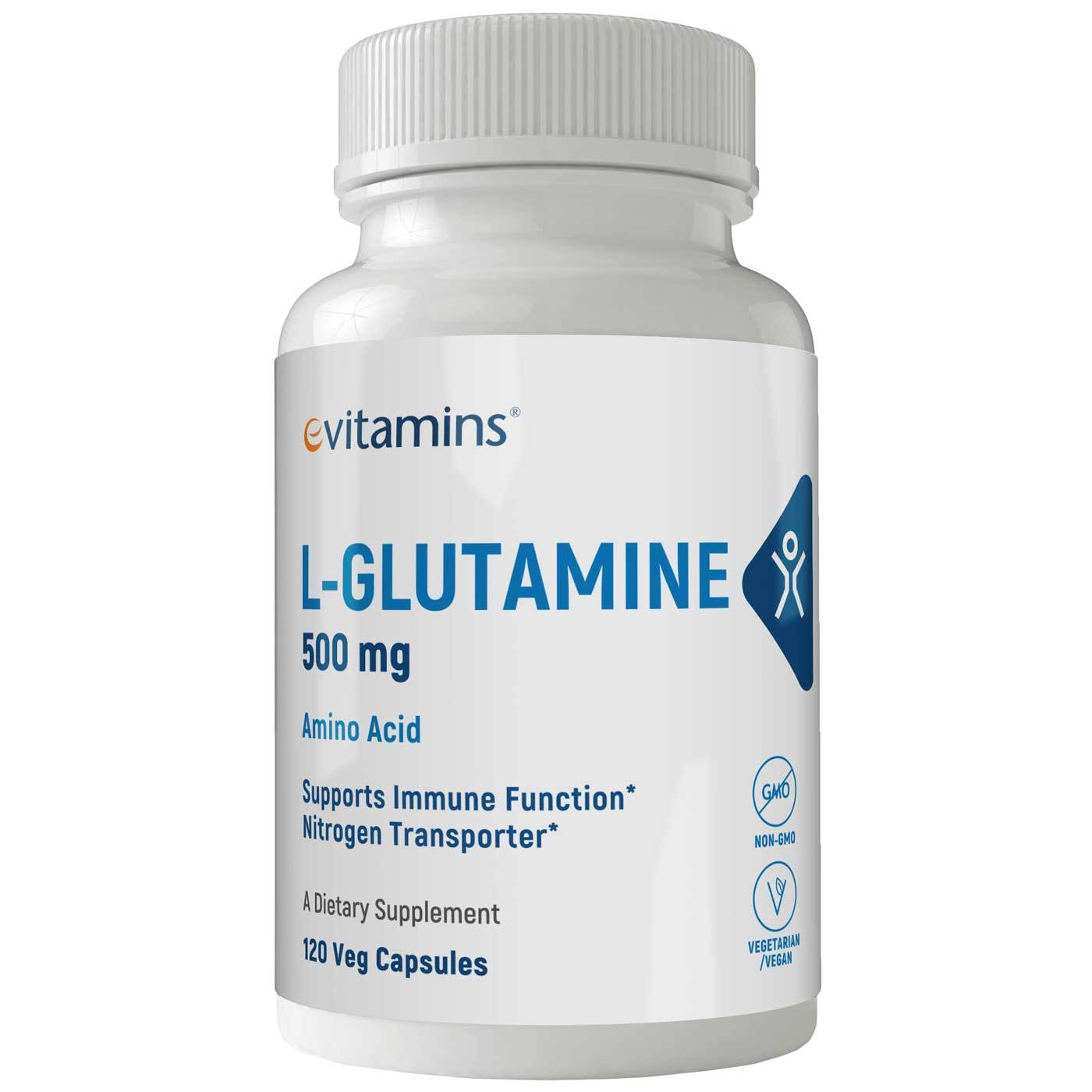 L-Glutamina 500 mg eVitamins 120 Cápsulas