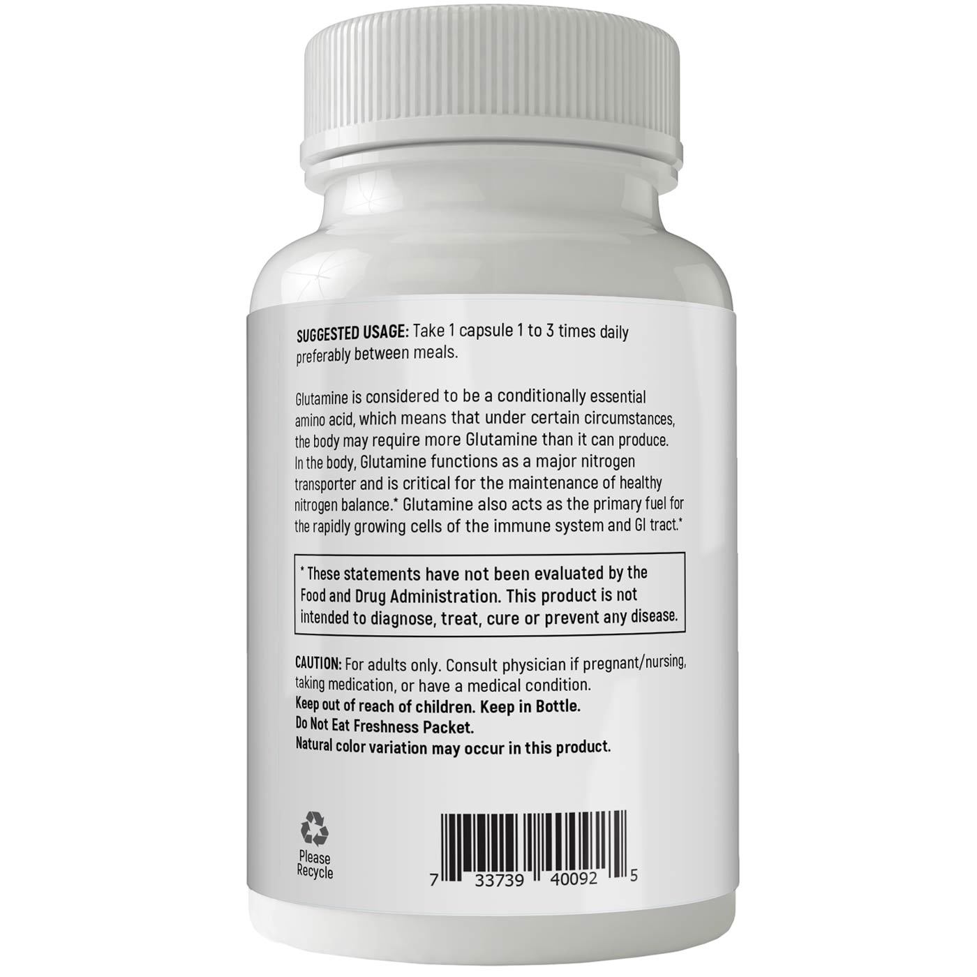 L-Glutamina 500 mg eVitamins 120 Cápsulas - Imagem 3