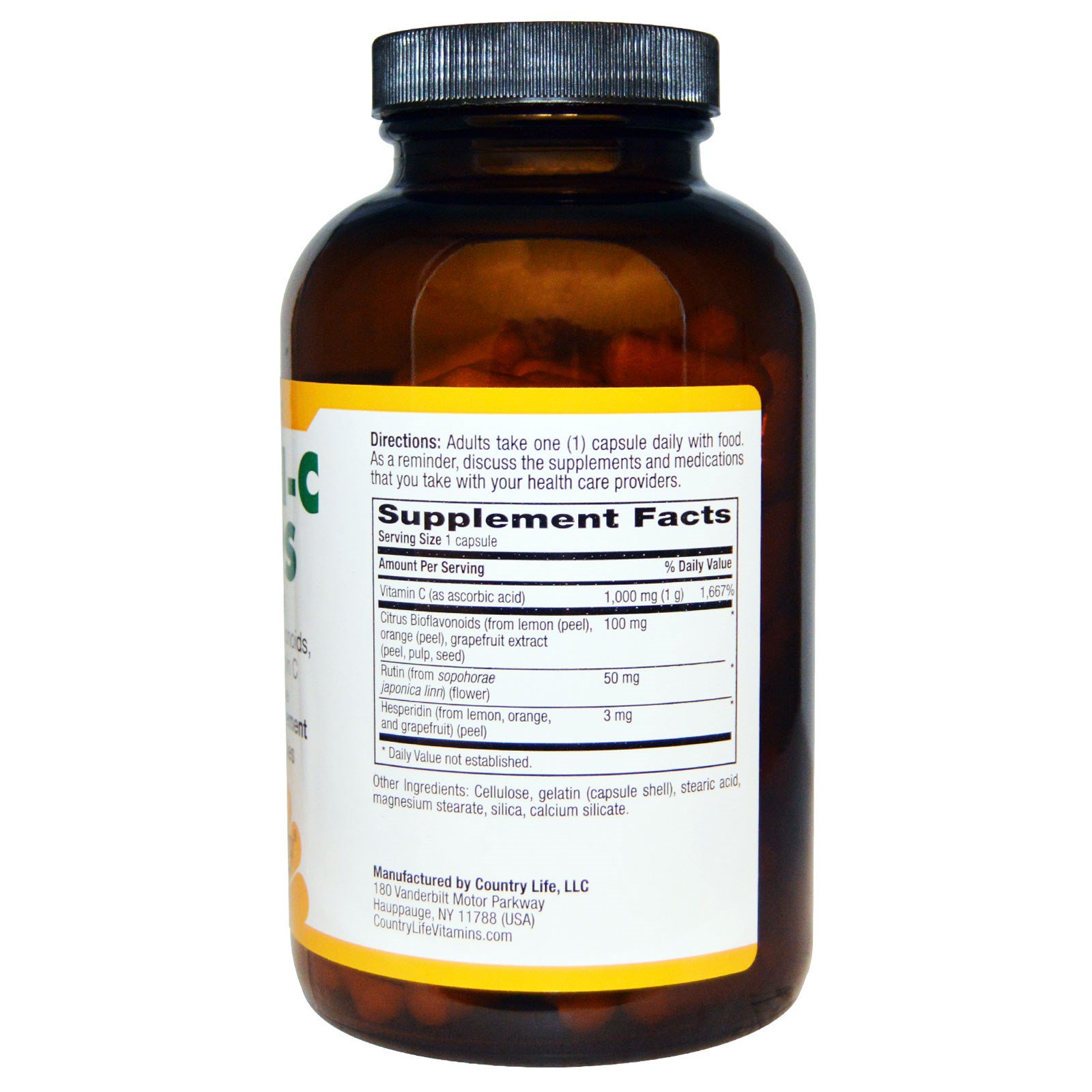 Country Life, Cápsulas Maxi C, 1000 mg, 180 Cápsulas - Imagem 2