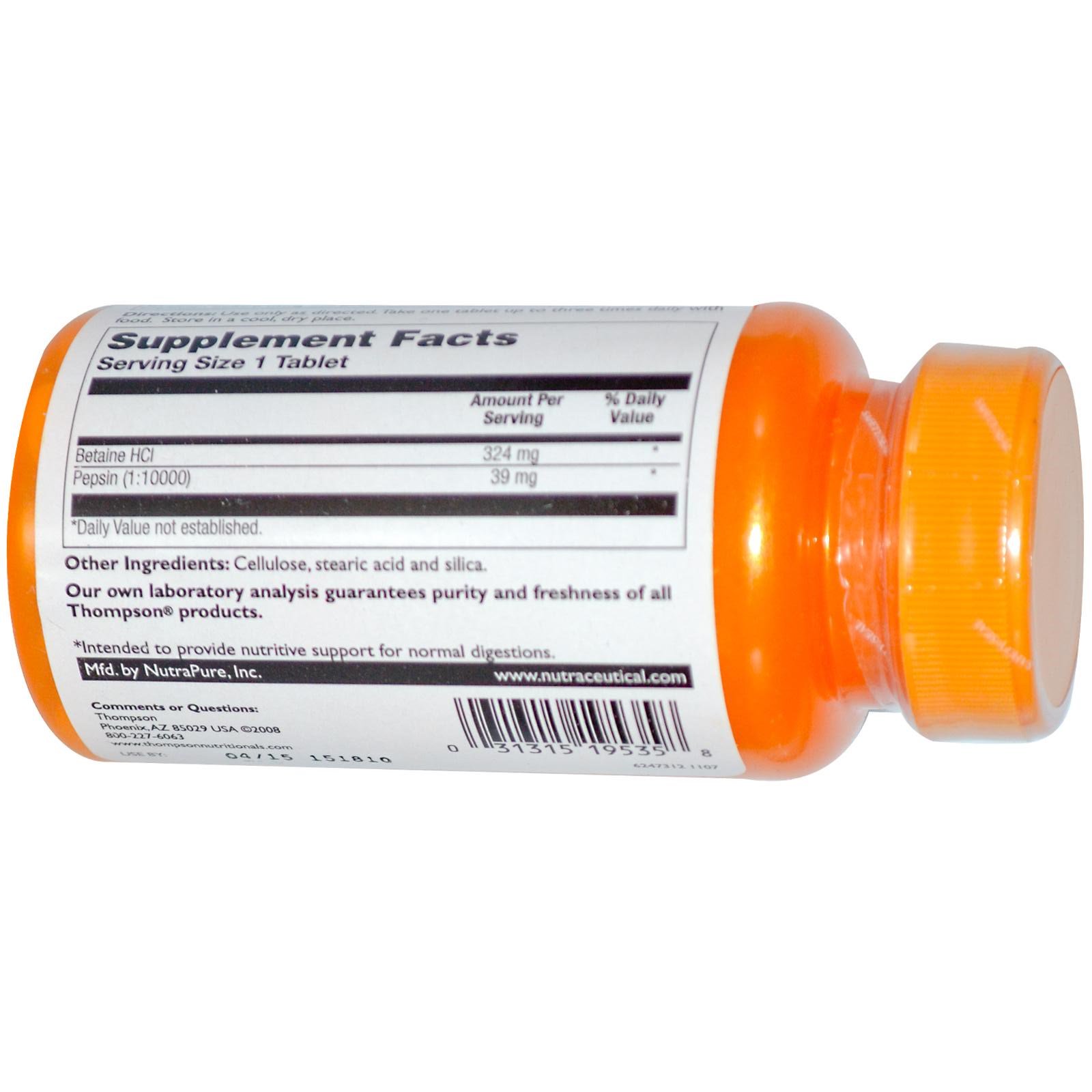 Thompson, Betaína HCL, 90 mg, 100 Comprimidos - Imagem 2