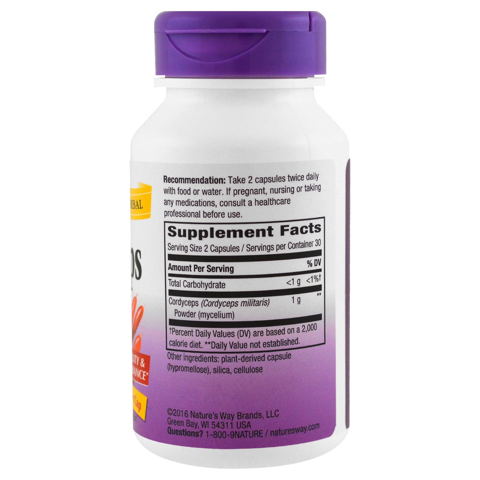 Nature's Way, Cordyceps, Padronizado, 60 Vcaps - Imagem 2