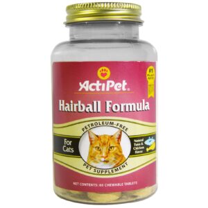 Actipet, Fórmula contra Bolas de Pelo, para Gatos, Sabor Natural Atum & Frango, 60 comprimidos mastigáveis