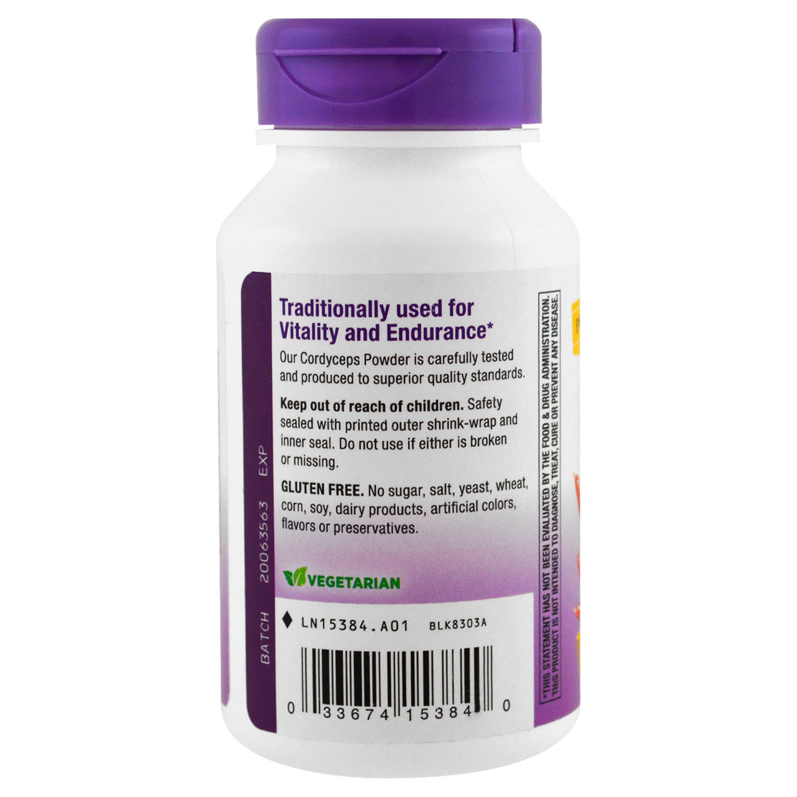 Nature's Way, Cordyceps, Padronizado, 60 Vcaps - Imagem 3