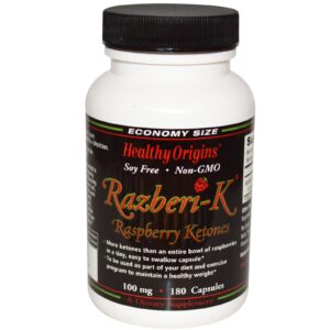 Healthy Origins, Razberi-K, Cetona de Framboesa, 100 mg, 180 cápsulas