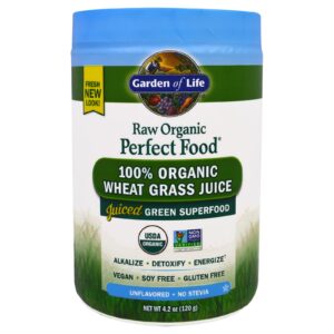 Garden of Life, Alimento cru perfeito e orgânico, suco de folhas de trigo 100% orgânico, sem sabor, 4,2 oz. (120 g)