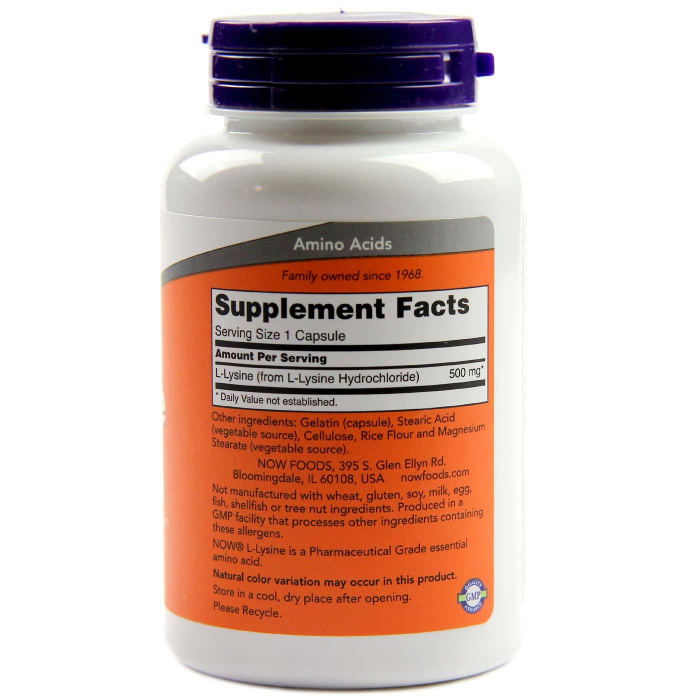 L-Lisina 500 mg Now Foods 100 Cápsulas - Imagem 2