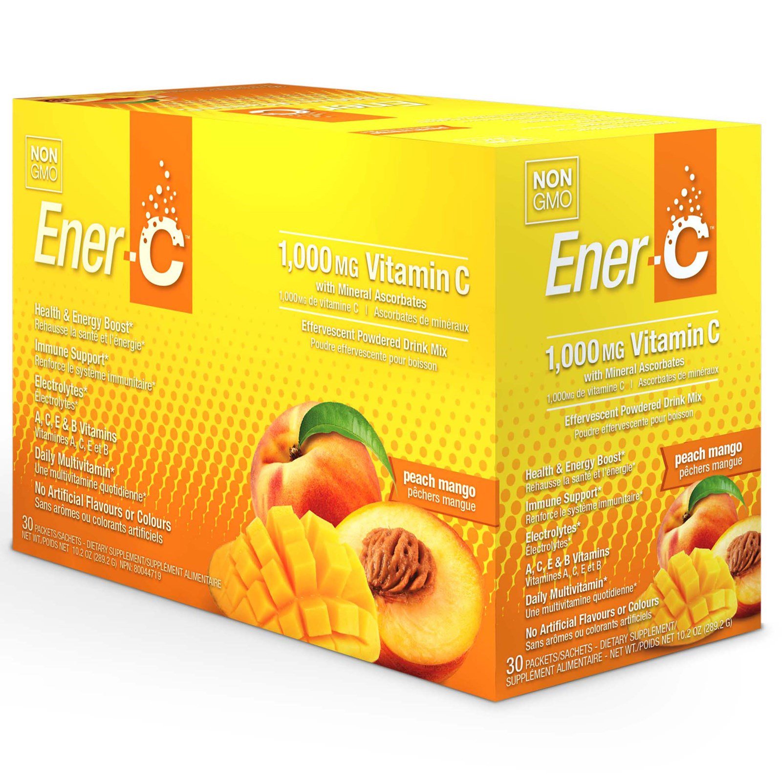 Ener-C, Vitamina C, Mistura em pó efervescente para bebida, Pêssego e manga, 30 Embalagens, 10,2 oz (289,2 g)
