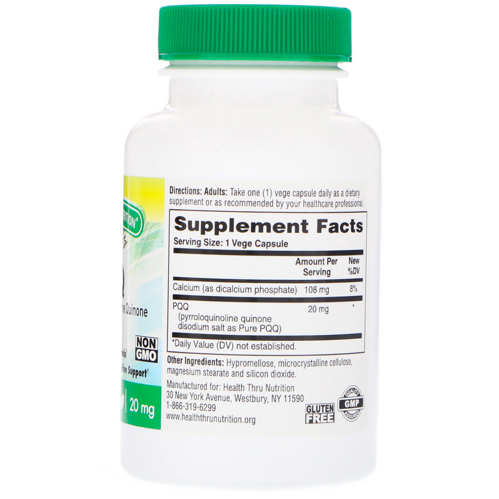 Health Thru Nutrition, PQQ, 20 mg, 60 VegeCaps - Imagem 2