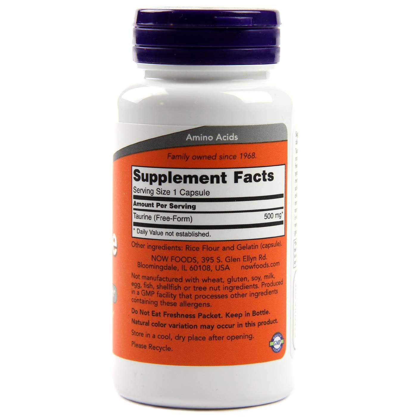 Taurina 500 mg Now Foods 100 Cápsulas - Imagem 2