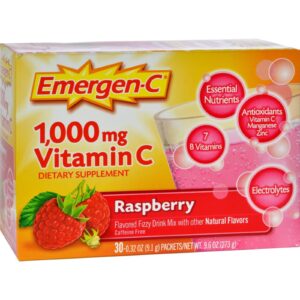 Alacer Emergen-c Vitamin C Fizzy Drink Mix Raspberry - 1000 Mg - 30 Packets