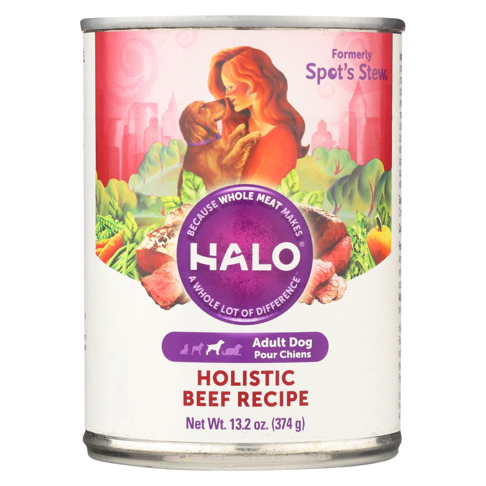 Halo Purely For Pets Halo Adult Dog Chicken Spots Stew - Wholesome Beef Recipe - Case Of 12 - 13.2 Oz.