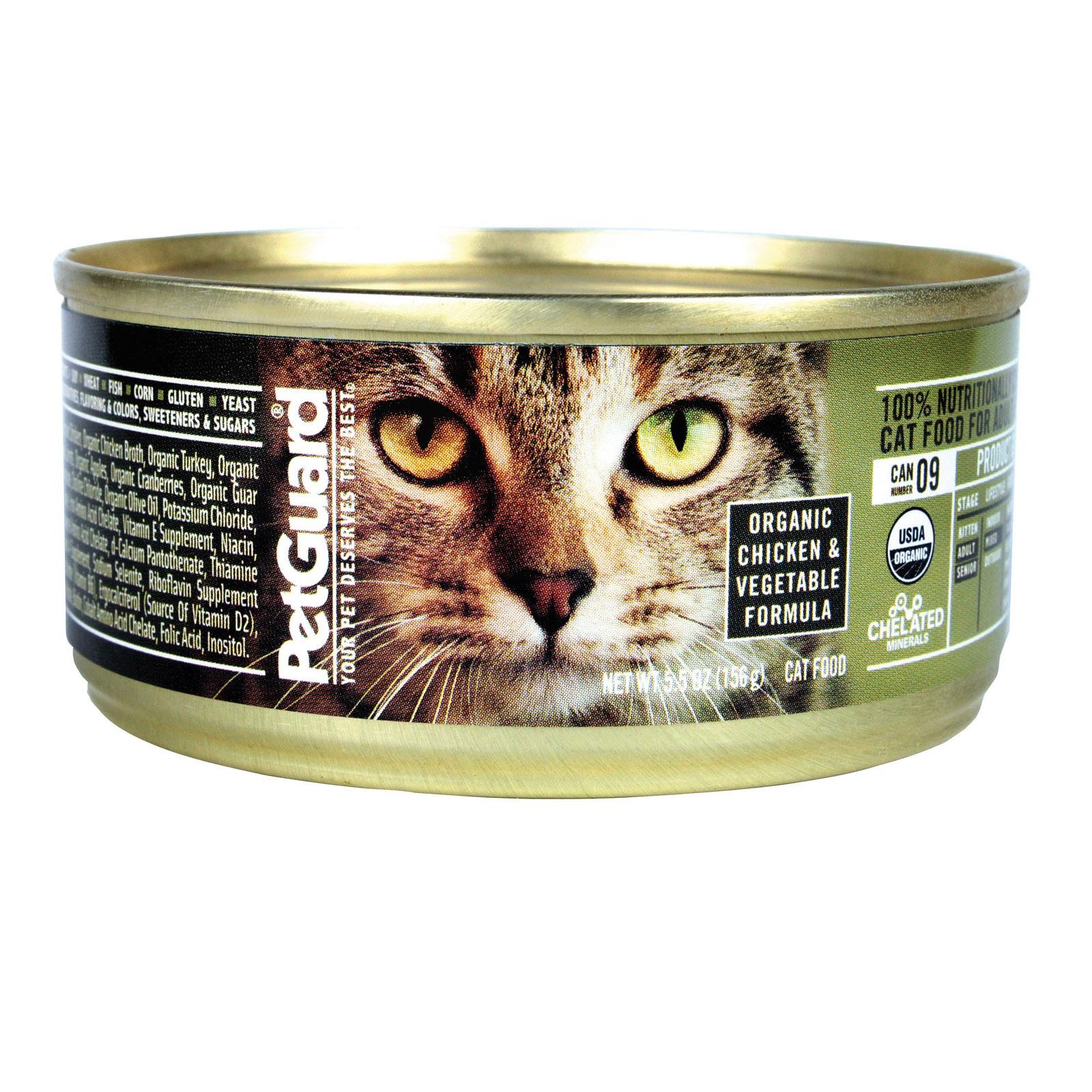 Petguard Cats Food - Organic Chicken And Vegetable - Case Of 24 - 5.5 Oz.