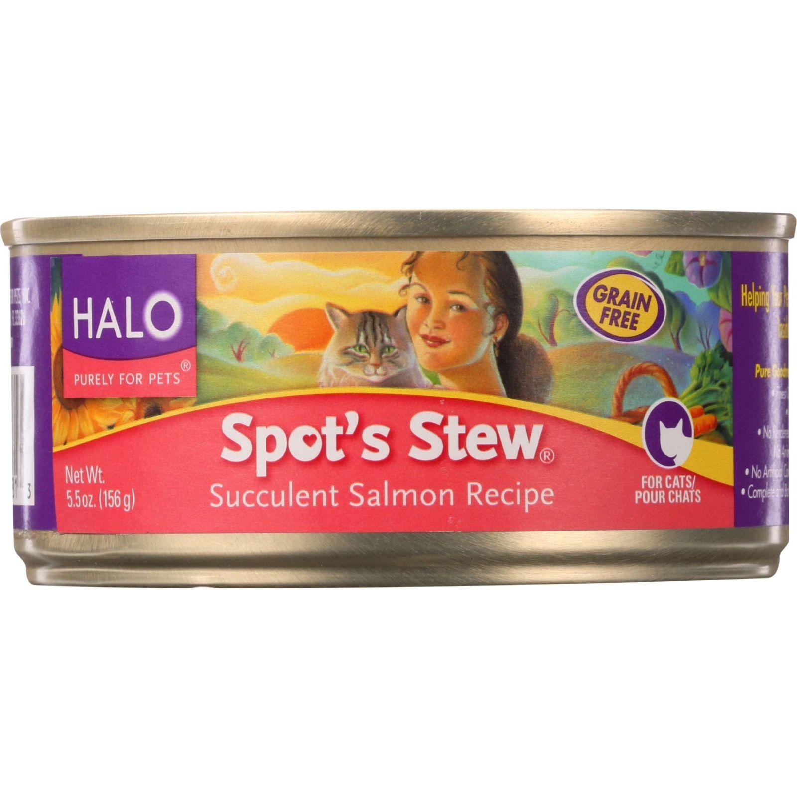 Halo Purely For Pets Cat Food - Spots Stew - Succulent Salmon - 5.5 Oz - Case Of 12