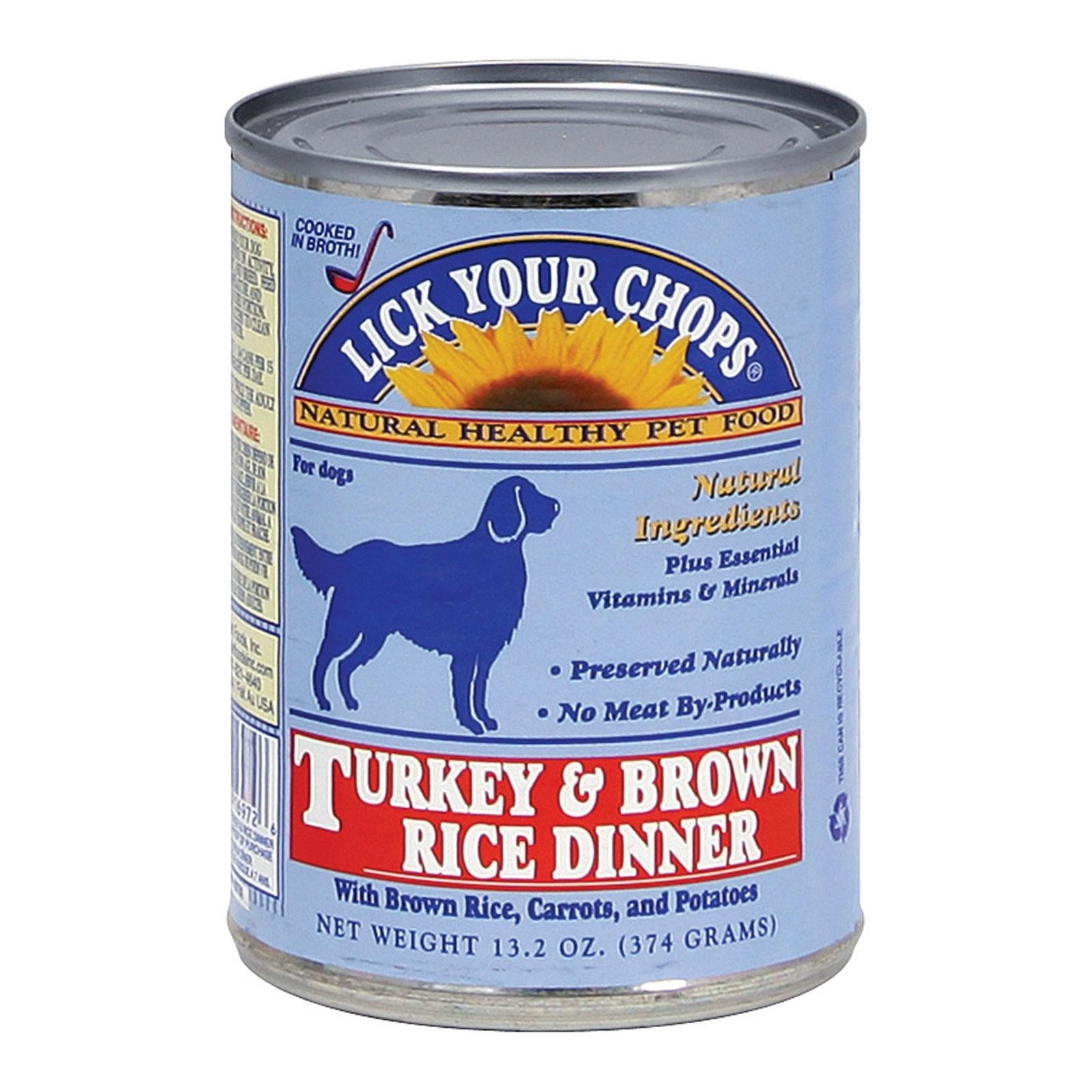 Lick Your Chops Dog Food - Turkey And Brown Rice Dinner - Case Of 12 - 13.2 Oz.