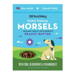 Buckley Morsels Jerky Treats - Peanut Butter - Case Of 8 - 6 Oz.