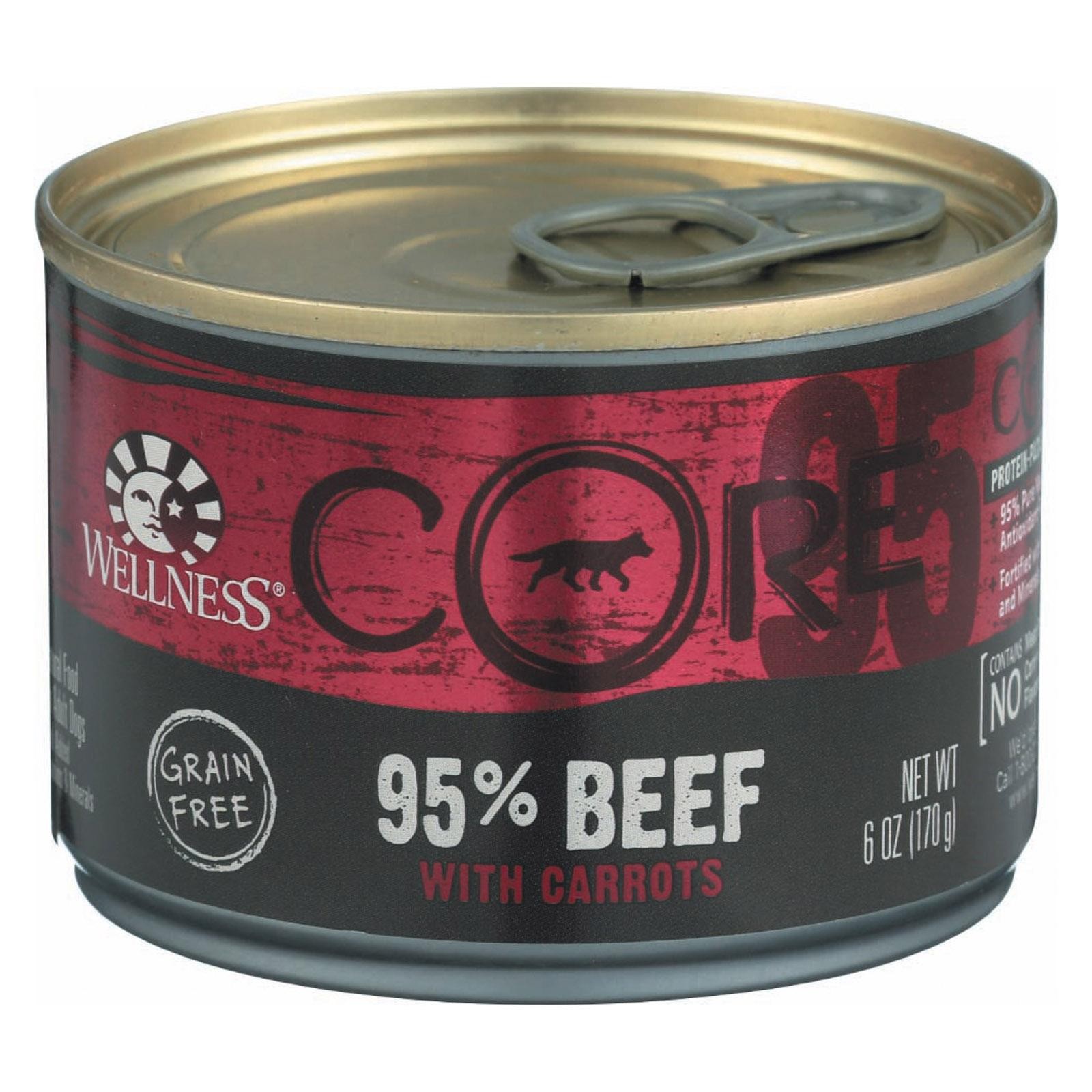 Wellness Pet Products Dog Food - Core Beef With Carrots Recipe - Case Of 24 - 6 Oz.