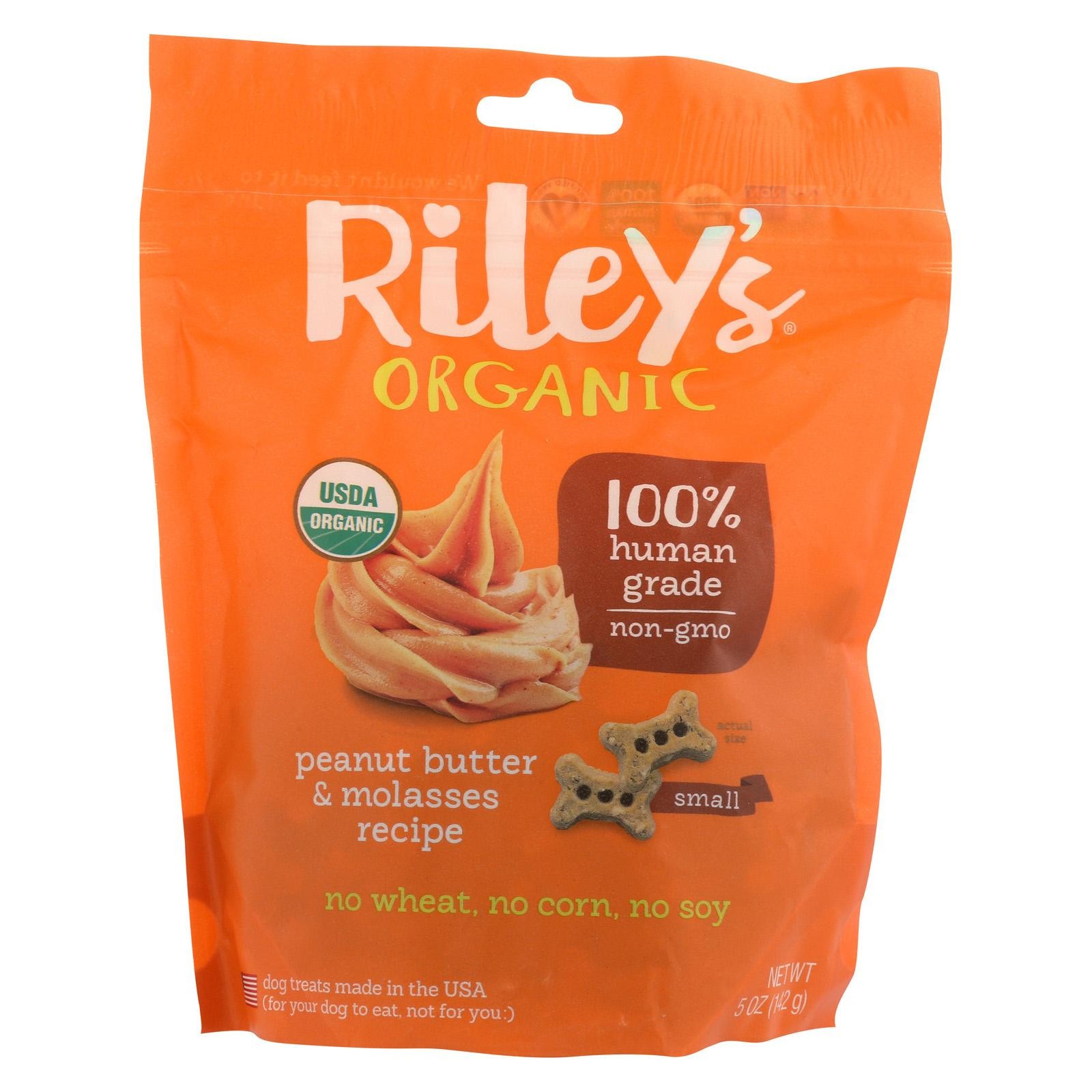 Riley's Organics Riley's Organic Treats - Peanut Butter And Molasses - Case Of 5 - 5 Oz.