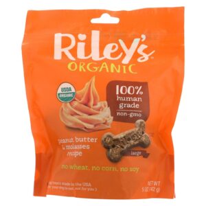 Riley's Organics Riley's Organics Treat - Peanut Butter And Molasses - Case Of 5 - 5 Oz.