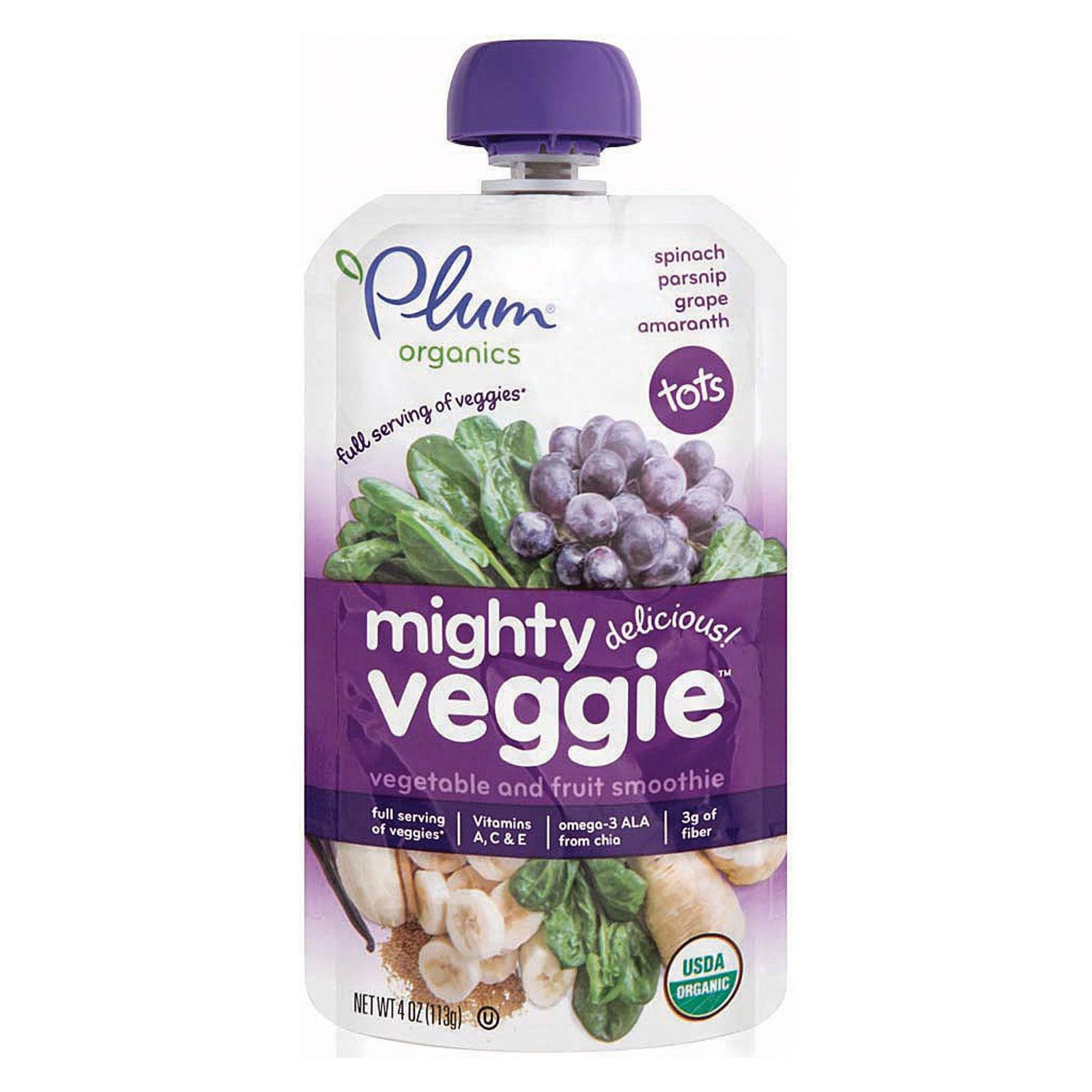 Plum Organics Mighty Veggie Tots - Spinach, Parsnip, Grape And Amaranth - Case Of 6 - 4 Oz.