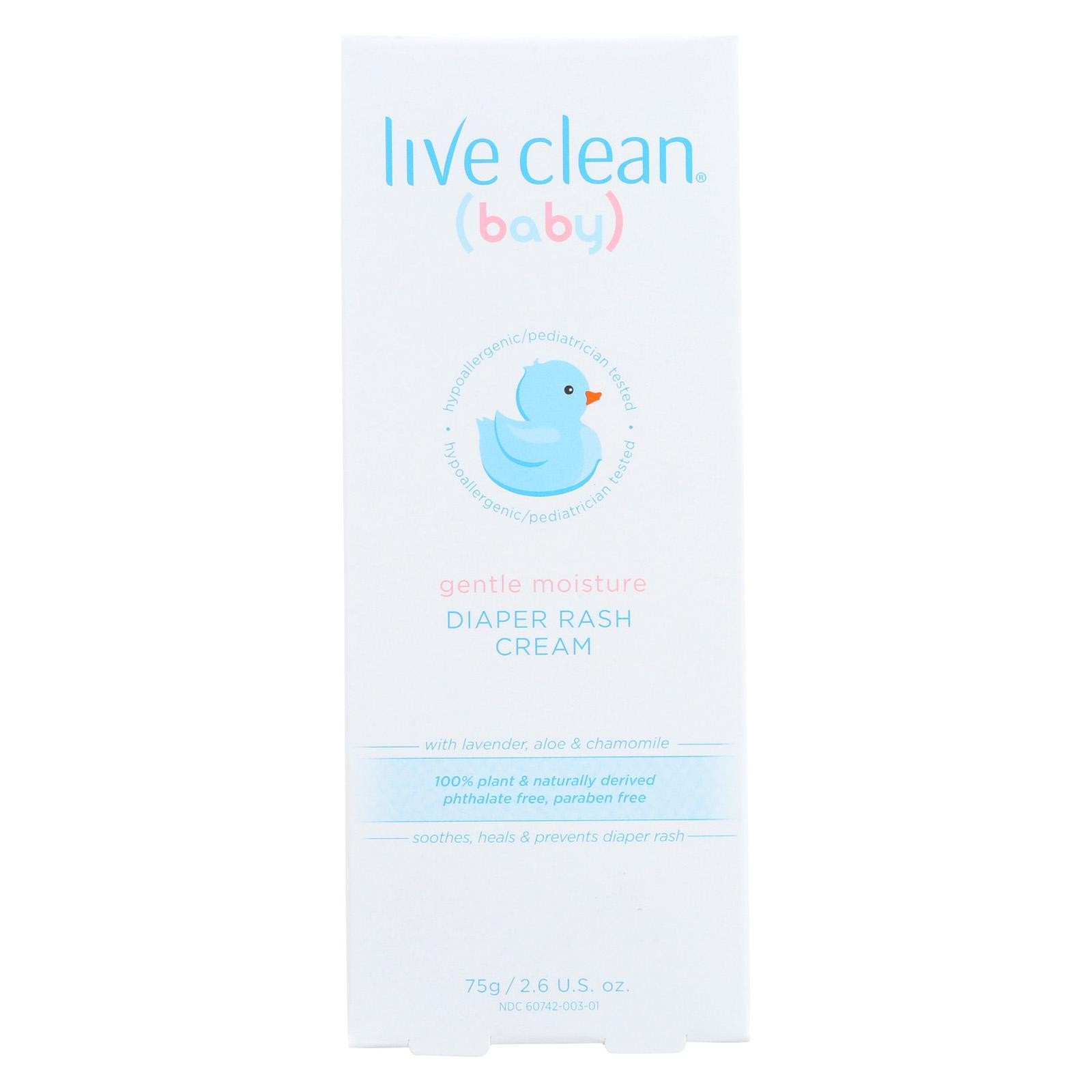 Live Clean Cream - Diaper Rash - Gentle - 2.6 Oz