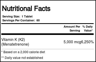 Nature's Life K-2 5.000 mcg 60 Tabletes - Imagem 2